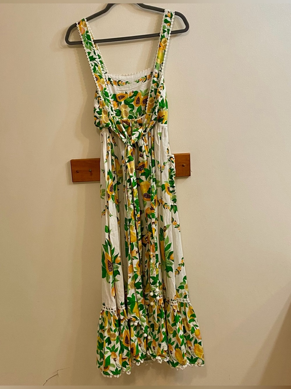 FARM Rio Papaya Salad Scarf Linen Blend Maxi Dress Off White Pockets Women XXS - Picture 17 of 17